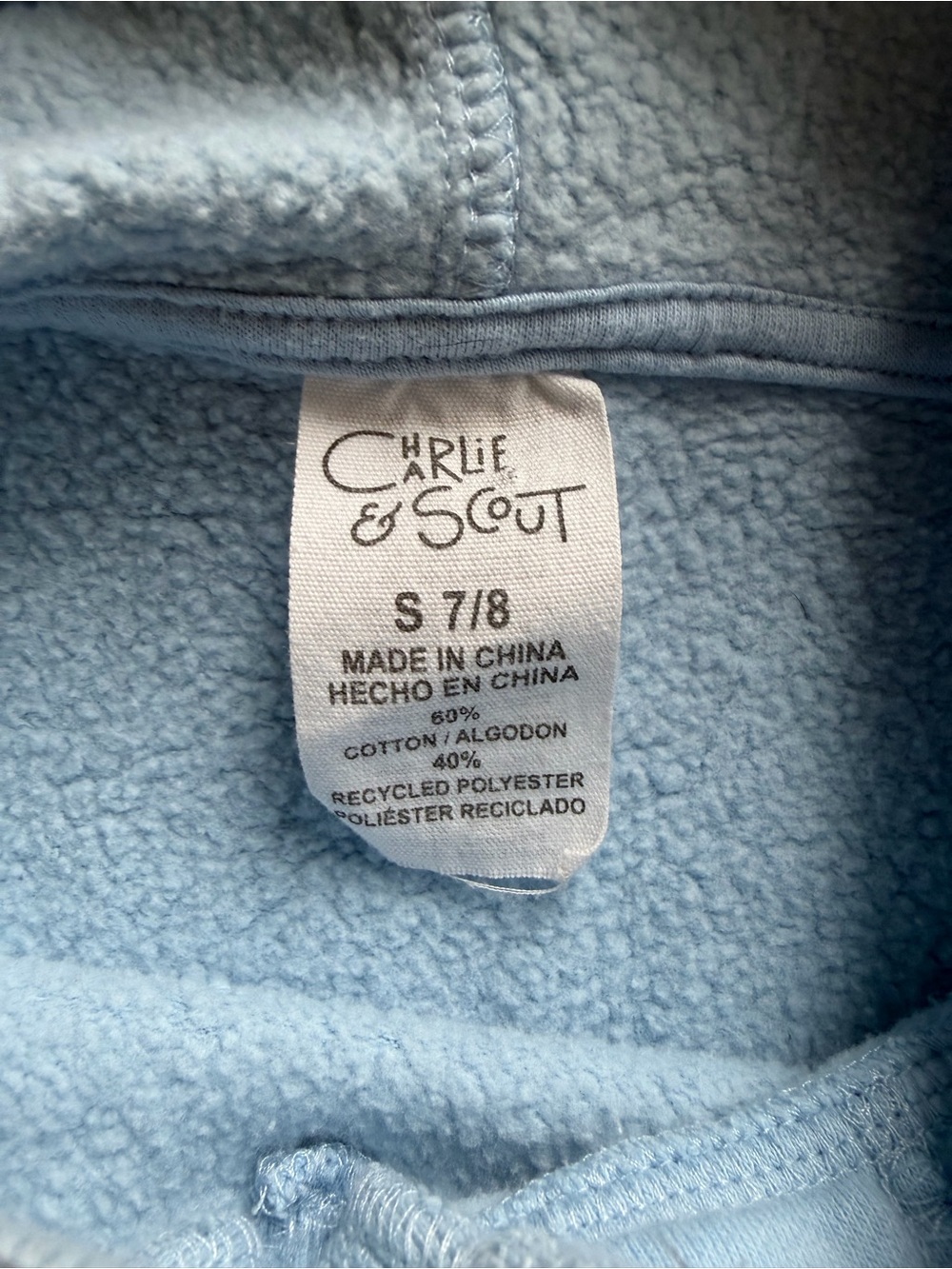 Kids Light Blue Pullover Hoodie Sweatshirt - Picture 4 of 5